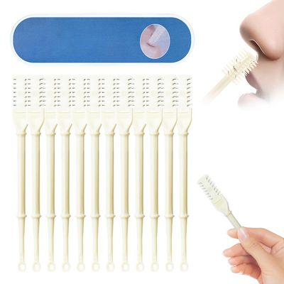 2-in-1 Nasal Hair Cutter, 2024 Newest Double Sided Nose Hair Knife, Rotating Nasal Hair Razor Cutter with Ear Picker for Women and Men, 360 Degree Rotating Manual Nose Hair Trimmer (White-12pcs)