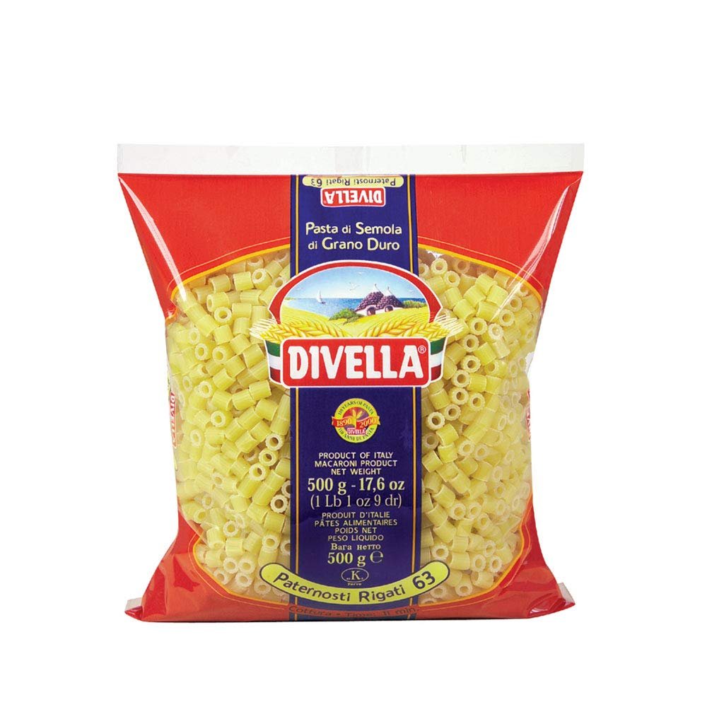 Pasta Divella Paternosti Rigati 4 x 500gr - Ideal for Soups