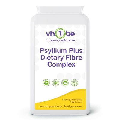 Psyllium Fibre Complex Gut Health & Digestive Regularity Support Prebiotic Blend 100 Vegan Capsules