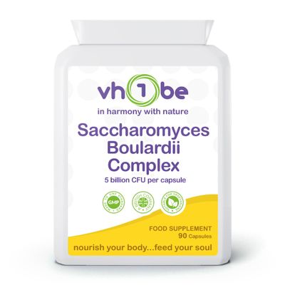Saccharomyces Boulardii Probiotic  90 Capsules | 5 Billion Friendly Bacteria with Olive Leaf, Biotin & Vitamin D | Natural Yeast Supplement for Gut Balance & Immune Support | UK Made by vh1be