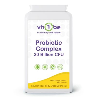 Probiotic Complex, 20 Billion CFU, 6 Strain Cultures, 120 Vegan Capsules, UK Manufactured