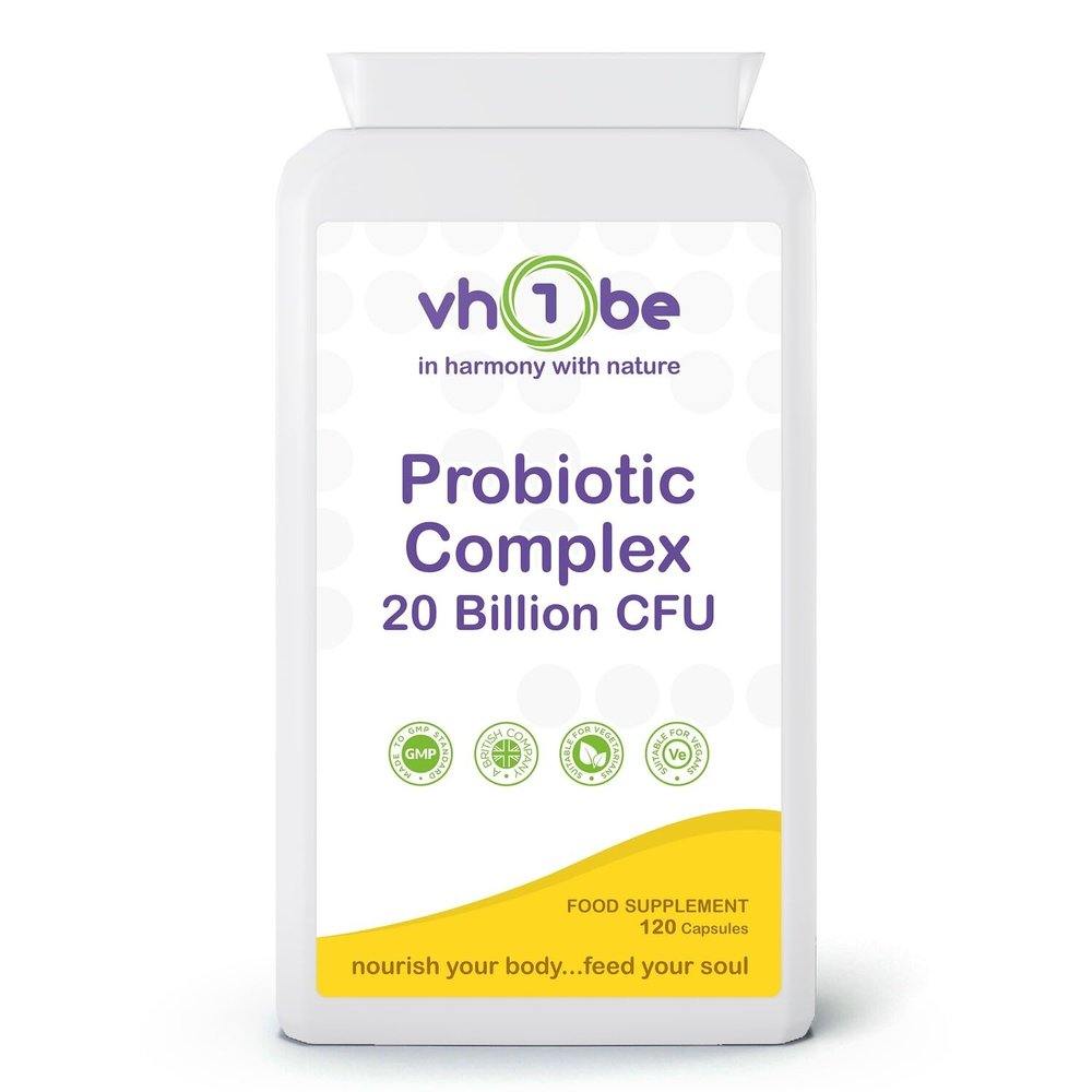 Probiotic Complex, 20 Billion CFU, 6 Strain Cultures, 120 Vegan Capsules, UK Manufactured