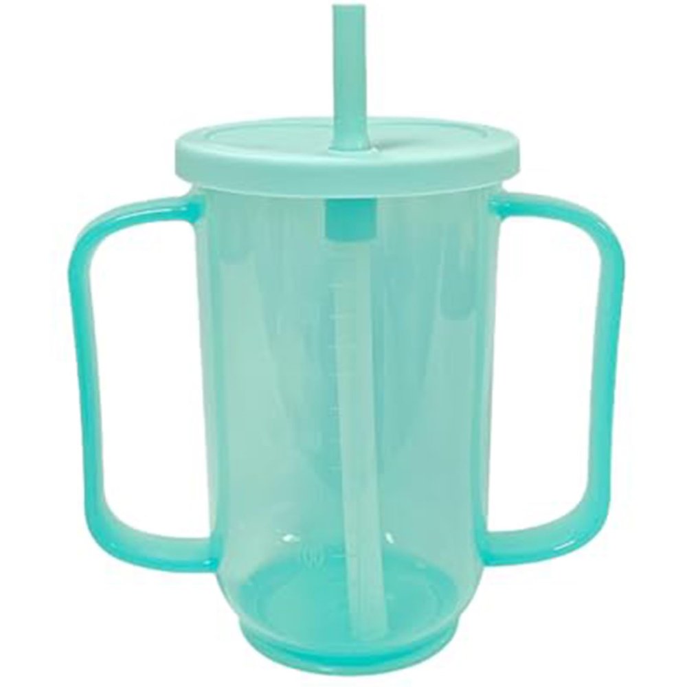 Adult Sippy Cup for Elderly Spill Proof, 350ml Anti-Choking Sippy Cup with Handles & Straw, Sealed Scaled Dysphagia Sippy Cups for Senior Toddler