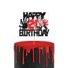 Killer Happy 21st Birthday Cake Topper, Zombie Bloody Friday Birthday Cake Decor, Black Glitter Have A Killer Birthday Cake Topper for kids, Halloween Horror Themed Birthday Party Decorations view 1