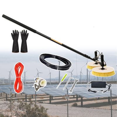 smafoseedding Solar Cleaning Brush,Telescopic Pole With Water Connection,With 5pcs Gloves,Low Water Consumption,For Cleaning Large Windows/High Walls/Signs/Roofs/Outdoor LED Screens,TypeB