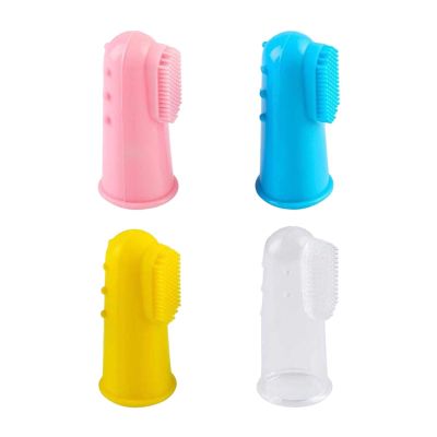 Finger Toothbrush,4 Pack Silicone Baby Finger Brush with Clear Case Set Food Grade Tooth Cleaner Oral Massager for Infant &Toddlers