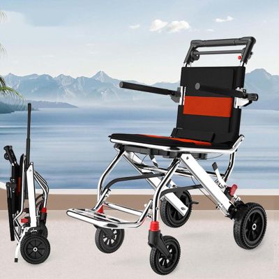 004,FreshCart Basics Wheelchairs Folding Lightweight Transport Wheelchair Lightweight Transport Travel Chair Support 220Lbs Lightweight Folding Wheelchair Portable Travel Wheelchairs with Handbrake