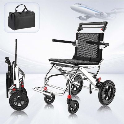 006,FreshCart Basics Wheelchairs Folding Lightweight Transport Wheelchair Lightweight Transport Travel Chair Support 220Lbs Lightweight Folding Wheelchair Portable Travel Wheelchairs with Handbrake