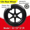 A Pair Of 12 Inch Wheelchair Caster Wheels, PU Solid Replacement Wheelchair Rear Wheels, Anti-Slip Heavy Duty Pu Tire Wheelchair Accessories,12inch Black view 3