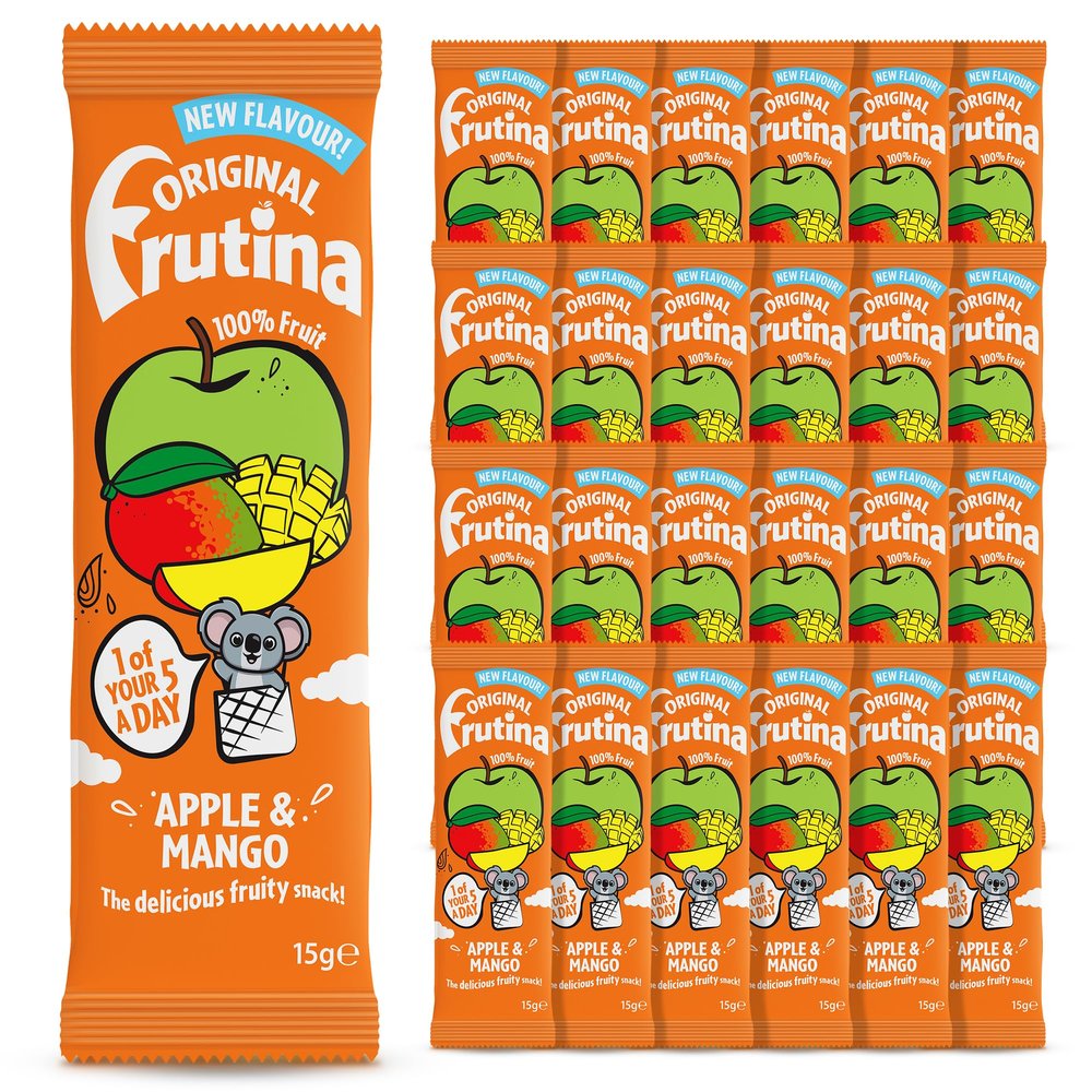 Frutina Apple and Mango Fruit Bars - Multipacks of 24 x 15G, Fruit Snacks - 100% Dried Fruit with No Added Sugar, No Preservatives and No Artificial Colours and Flavours