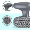 Purgreat Cast Iron Scrubber | Dish Scrub Brush | 316 Cast Iron Cleaner Chainmail Scrubber for Cast Iron Pan Skillet Cleaner - Dish Scouring Pad Dishwasher Safe Cleaning Kit, Grey 02 view 3
