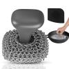 Purgreat Cast Iron Scrubber | Dish Scrub Brush | 316 Cast Iron Cleaner Chainmail Scrubber for Cast Iron Pan Skillet Cleaner - Dish Scouring Pad Dishwasher Safe Cleaning Kit, Grey 03 view 1
