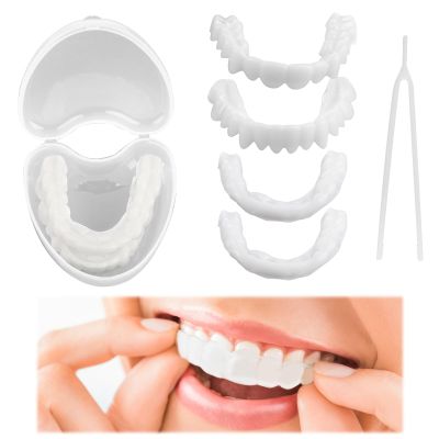 Wttfc 2 Pairs Instant Veneers Dentures,Clip in Veneers Teeth,Clip on Veneers Top And Bottom,False Teeth,Snap on Veneers Teeth,Fake Teeth,Snap on Dentures Temporary for Men Women with Bad Teeth