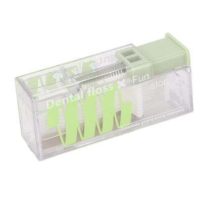 Dental Floss Dispenser, Portable Floss Stick Holder Travel Floss Case Auto Popping Small Portable Floss Pick Case with 10 Flosses for Travel Hotel (Green)
