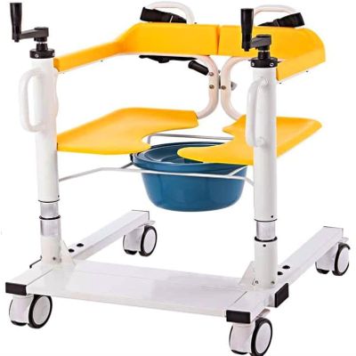 001, Transfer Chair Lift for Home,Portable Transport Chair with Potty And Cushion, Transfer Lift with 180 Split Seat,Bedside Commode Lift Shower Chair,Transfer Aid for Elderly