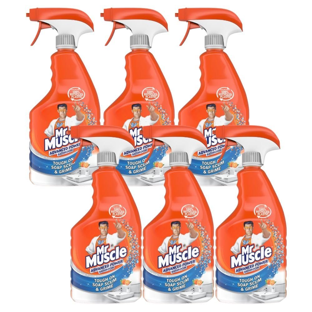 Mr Muscle Advanced Power Bathroom Cleaner Tough On Soap Scum & Grime Mandarin Scent 750ml 6 Pack with Welari Thank You Card | 6 Pack| 6 x 750ml