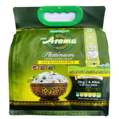 Puregro Basmati Rice 2kg | Platinum Extra Long Grain Basmati | Aroma | 1121 Basmati | Real Taste of Basmati | Premium Quality.