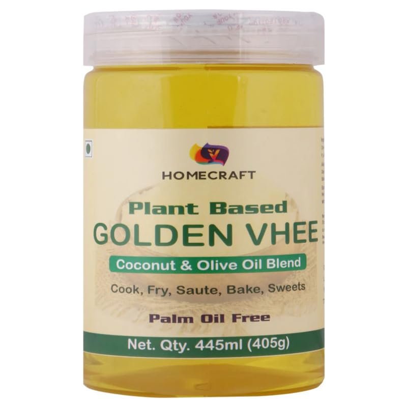 Home Craft Vhee Plant Based Coconut & Olive Oil Blend Golden Ghee, Preservative Free - 445 ML (Pack Of 1)