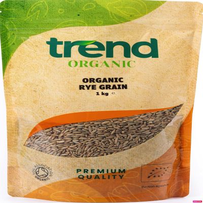 Trend Organic Rye Grain, 1kg - Fibre-Rich Superfood, Ideal for Breads, Porridge and Salads, Earthy Flavour, Chewy Texture, Certified Organic, Vegan, Non-GMO, No Additives, No Preservatives