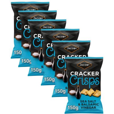 Biscuits & Crackers Bundle Pack with Jacobs Cracker Crisps Sea Salt & Balsamic Vinegar 150g - 6 Pack | Baked to be irresistibly crunchy with a generous seasoning of flavour.