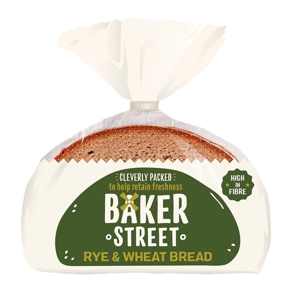 Baker Street Rye Wheat Bread 8 Slices 500g Pack of 1 Medium Sliced Sourdough Loaf Long Life with Welari Thank You Card | (1pack) (500g)