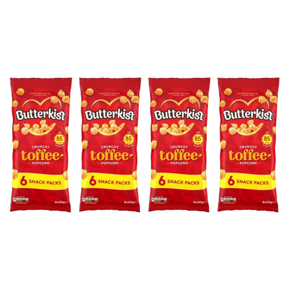 Buterkist Crunchy Toffee Popcorn 6 Pack - Indulge In the Irresistible Buterkist Crunchy Toffee Popcorn And Satisfy Your Snack Cravings - Pack of 4