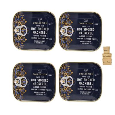 M&S Collection Hot Smoked Mackerel - In Cold Pressed British Rapeseed Oil 110g (4 Pack)
