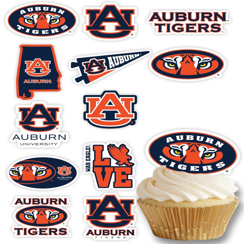 Auburn Cupcake Toppers Graduation Football Party Cake Decorations 24 Pcs