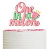 One in a Melon Cake Topper, Watermelon Cake Decoration for Summer Fruit First Birthday Anniversary Party Supplies (One in a Melon Cake Topper pink))