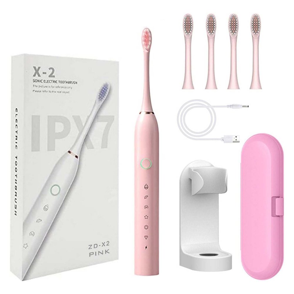 Stabilizek Toothbrush, Sonic Electric Toothbrush for Adults, USB Rechargeable Sonic, 2024 New Electric Toothbrush, Electric Toothbrush with Charger Stand, Automatic Toothbrush Set (Pink, One Size)