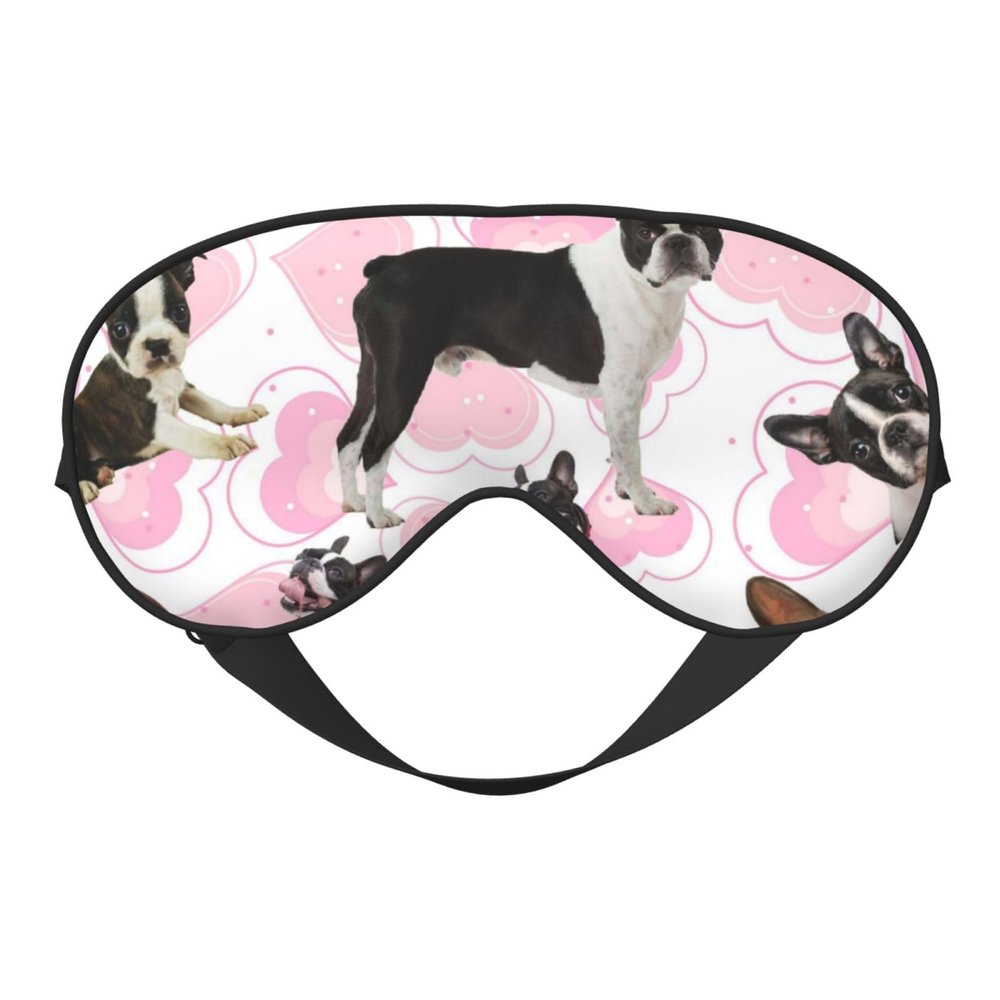 Boston Terrier, Full Eye Covers Light Blocking Eye Mask Sleep Eye Mask Soft Blindfold Night Eyeshade