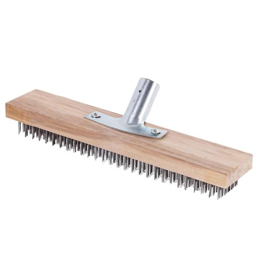Hand Broom Brush,Wire Brush Broom,Wire Broom Head 30cm Steel Broom with Socket Heavy Duty Garden Sweeping Metal Brush