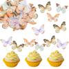 24Pcs Lively 3D Butterfly Cupcake Toppers Double Layer Butterfly Decorations for Girls Women's Happy Birthday Wedding Party Cake Wall Party Food Decorations Yellow view 1