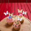 24Pcs Lively 3D Butterfly Cupcake Toppers Double Layer Butterfly Decorations for Girls Women's Happy Birthday Wedding Party Cake Wall Party Food Decorations Yellow view 3