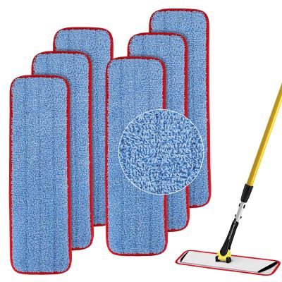 Replacement Microfiber Pad for Rubbermaid Commercial 18.5 Inch Mop Head - 6 Pack Wet & Dry Commercial Cleaning Refills Reusable Mops Refills Fit for Any Microfiber Flat Mop System 18.5"