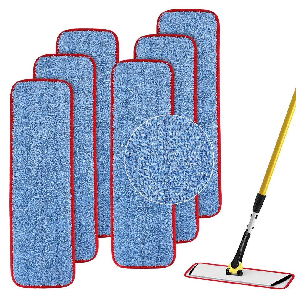 Replacement Microfiber Pad for Rubbermaid Commercial 18.5 Inch Mop Head - 6 Pack Wet & Dry Commercial Cleaning Refills Reusable Mops Refills Fit for Any Microfiber Flat Mop System 18.5"