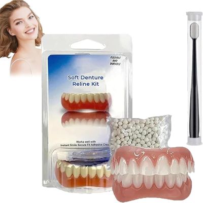 Vumela Soft Denture Reline Kit, Fivfivgo Soft Denture Reline Kit, Soft Denture Reliner Kit, Snap on Soft Denture Reliner Kit for Upper and Lower Denture (1 Set)