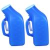 2Pcs Urine Bottles Male, 1200ML Portable Urine Bottle Spill Proof Pee Bottles with Lid  Handle Thick Plastic Pee Bottle for Men Large Opening Mens Urinals with Wraped Edge for Travel, Hospital Blue view 1