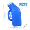 2Pcs Urine Bottles Male, 1200ML Portable Urine Bottle Spill Proof Pee Bottles with Lid  Handle Thick Plastic Pee Bottle for Men Large Opening Mens Urinals with Wraped Edge for Travel, Hospital Blue view 2
