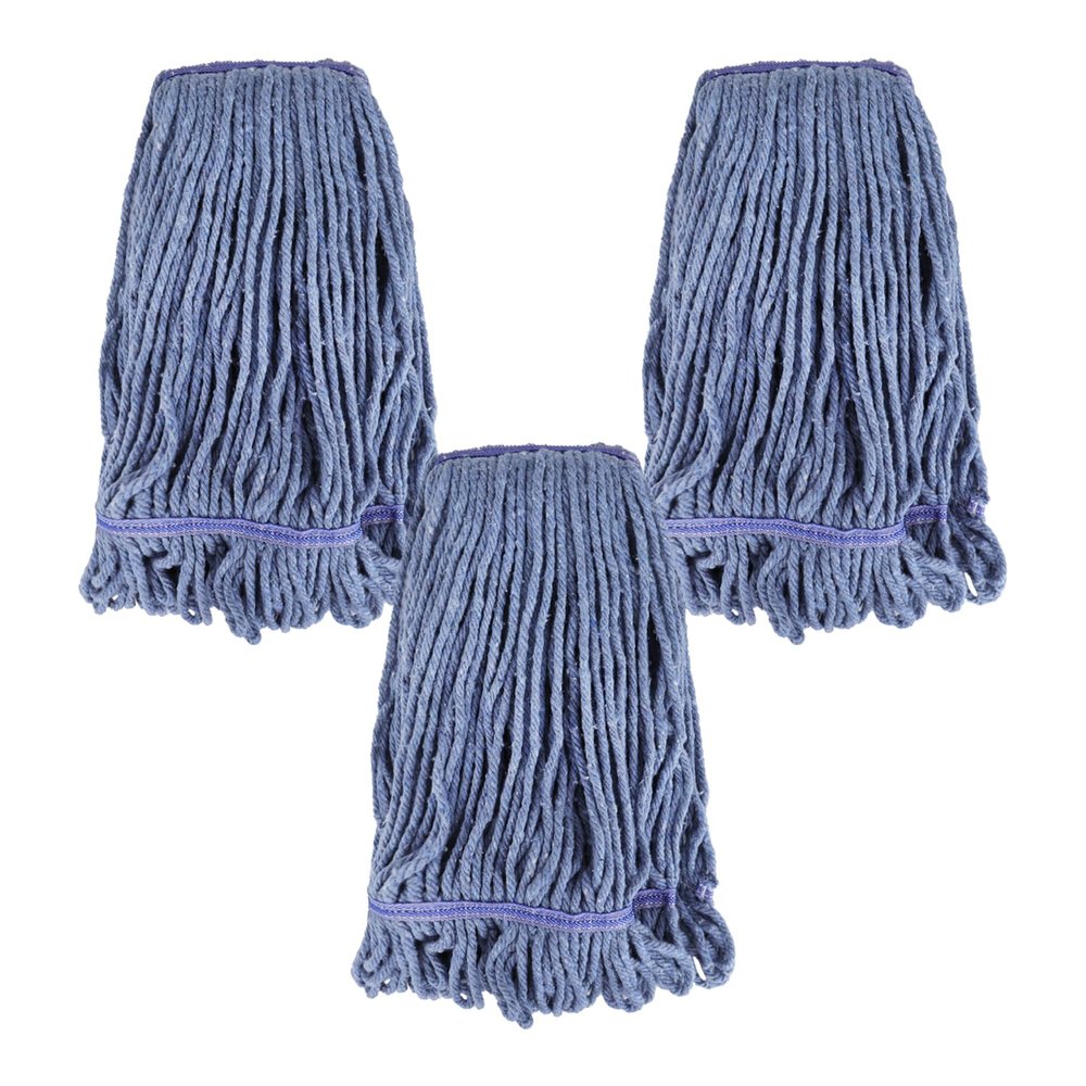 Commercial Heavy Duty Mop Heads Replacement for Rubbermaid: 3 Packs Industrial Wet Mop Head for Floor Cleaning - Cotton Commercial Products Wet Mop Refills