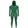 CHICTRY Womens Sexy Metallic Fish Scales Catsuit Long Sleeve Wetlook Hooded Bodysuit Mermaid Costume Dark Green XL view 3