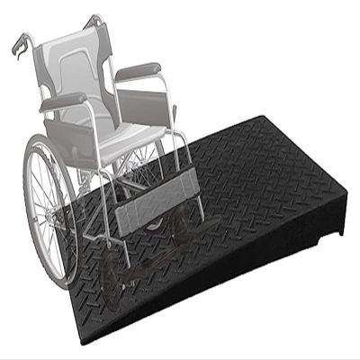 Wheelchair Ramp Doorway, Non-Slip Rubber Threshold Ramp for Wheelchair Car Scooter -with Textured Surface