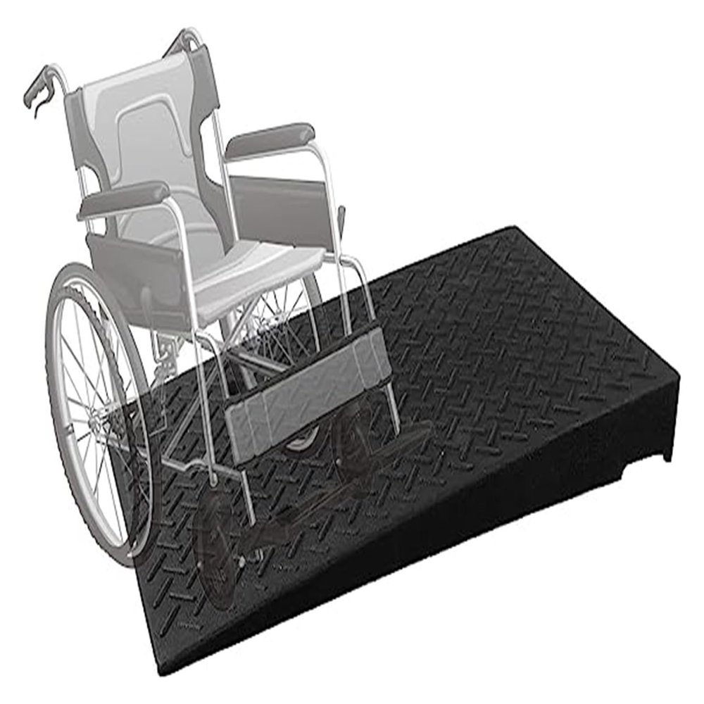 Wheelchair Ramp Doorway, Non-Slip Rubber Threshold Ramp for Wheelchair Car Scooter -with Textured Surface