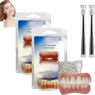 Vumela Soft Denture Reline Kit, Fivfivgo Soft Denture Reline Kit, Soft Denture Reliner Kit, Snap on Soft Denture Reliner Kit for Upper and Lower Denture (2 Set)