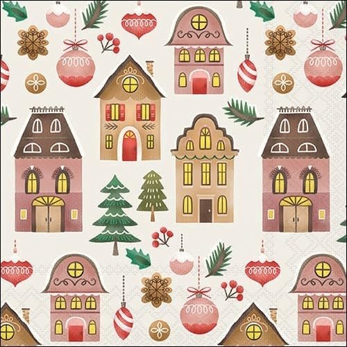 20 Napkins Winter Individual Houses and Trees as Table Decoration Paper Napkins with Motif Also for Decoupage and Decoupage 33 x 33 cm
