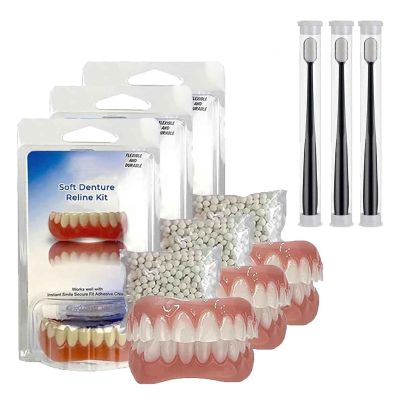 Vumela Soft Denture Reline Kit, Fivfivgo Soft Denture Reline Kit, Soft Denture Reliner Kit, Snap on Soft Denture Reliner Kit for Upper and Lower Denture (3 Set)