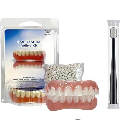 Fivfivgo Soft Denture Reline Kit, vumela Soft Denture reline kit, Fivfivgo Dentures, Fivfivgo Soft Dentures, Snap on Dentures Silicone Fake Teeth Top Bottom, Soft Reline Kit for Dentures (1PC)