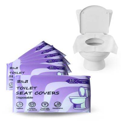 ST&JT Disposable Toilet Seat Covers - Biodegradable, Extra-Large, Eco-Friendly Travel Toilet Seat Covers Disposable Flushable - Hygienic Protection for Adults & Kids in Public Restrooms (100 Pack)