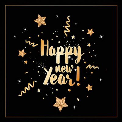 20 Napkins New Year's Eve Happy New Year Gold on Black as Table Decoration Paper Napkins with Motif Also for Decoupage and Decoupage 33 x 33 cm