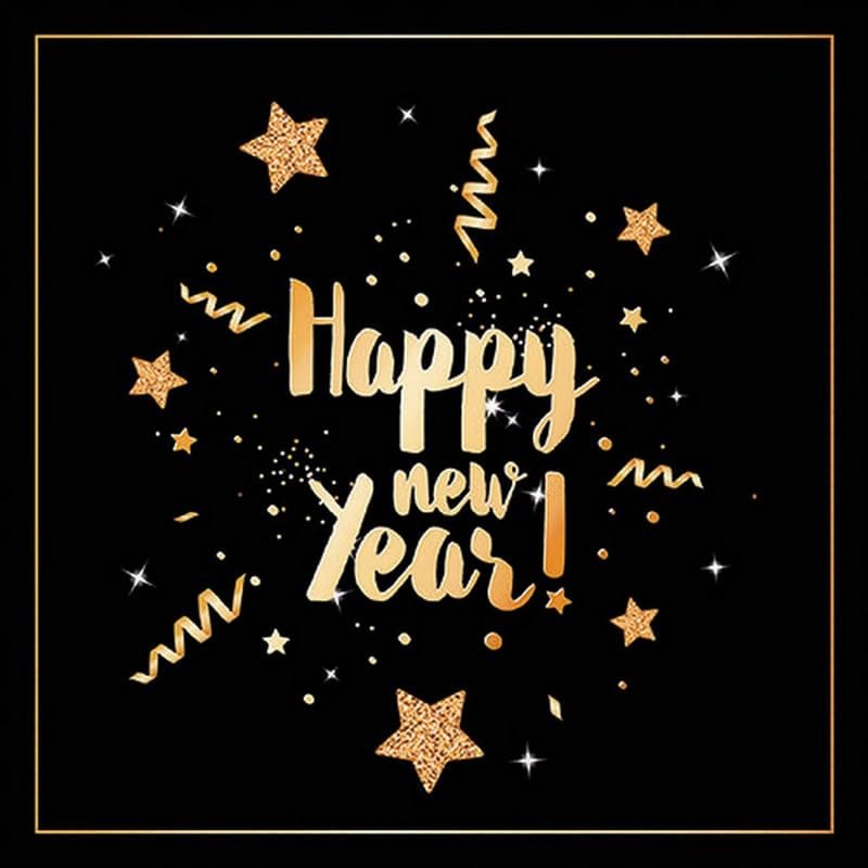 20 Napkins New Year's Eve Happy New Year Gold on Black as Table Decoration Paper Napkins with Motif Also for Decoupage and Decoupage 33 x 33 cm
